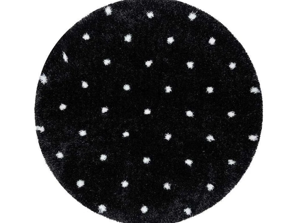 Tapijt Fluffy 2370 Cirkel, Shaggy Stippen Antraciet / Wit Cercle 160 Cm-RugsX