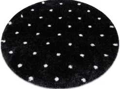 Tapijt Fluffy 2370 Cirkel, Shaggy Stippen Antraciet / Wit Cercle 160 Cm-RugsX