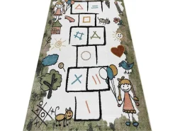 Tapijt Fun Hop Voor Kinderen, Klassikaal Spel, Dieren Groen 180X270 Cm-RugsX Online