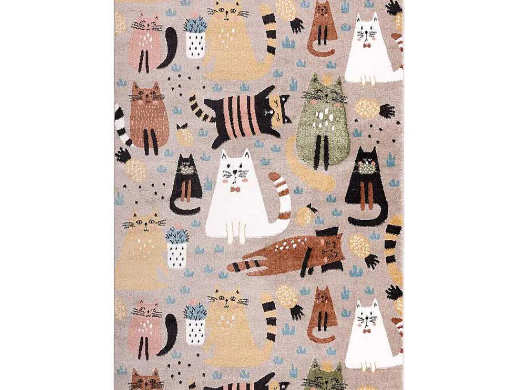 Tapijt Fun Kittens Voor Kinderen, Katten Beige 200X290 Cm-RugsX Discount