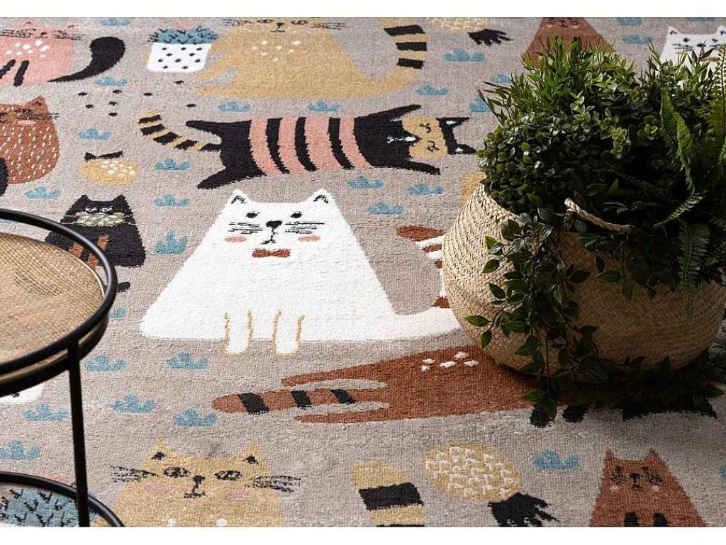 Tapijt Fun Kittens Voor Kinderen, Katten Beige 200X290 Cm-RugsX Discount