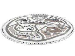 Tapijt Fun Land Voor Kinderen, Dorp, Straten, Wiel - Creme Cercle 200 Cm-RugsX Best