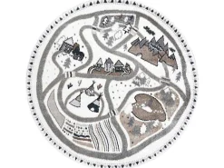 Tapijt Fun Land Voor Kinderen, Dorp, Straten, Wiel - Creme Cercle 200 Cm-RugsX Best