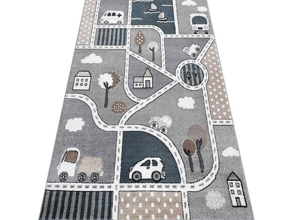 Tapijt Fun Strade Voor Kinderen, Straat, Stad Van Grijs 140X190 Cm-RugsX New