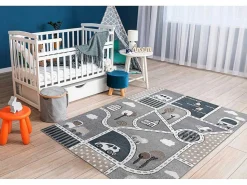 Tapijt Fun Strade Voor Kinderen, Straat, Stad Van Grijs 140X190 Cm-RugsX New