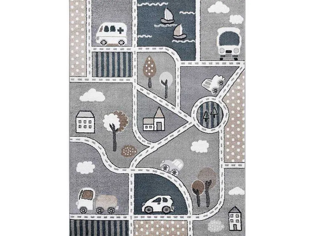 Tapijt Fun Strade Voor Kinderen, Straat, Stad Van Grijs 180X270 Cm-RugsX Discount