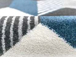 Tapijt Geometrisch Design Carrio - Polypropyleen - 160 X 230 Cm - Grijs, Wit En Blauw-OZAIA Discount