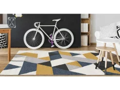 Tapijt Geometrisch Scandinavische Stijl Geomie - Polypropyleen - 160 X 230 Cm - Geel, Grijs En Blauw-OZAIA Hot