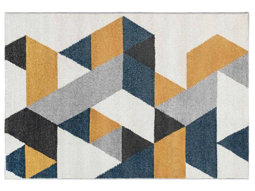 Tapijt Geometrisch Scandinavische Stijl Geomie - Polypropyleen - 120 X 170 Cm - Geel, Grijs En Blauw-OZAIA Sale