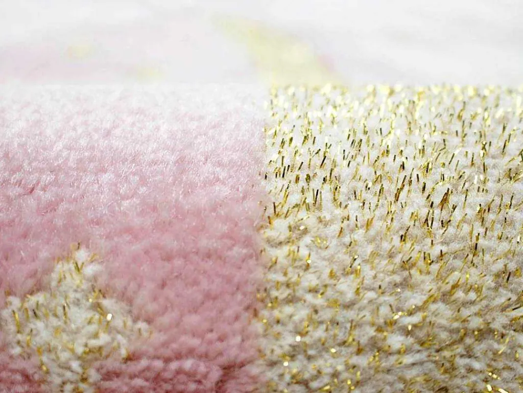 Tapijt Kinderen Sprookjeskasteel - Glanzende Lurex-Afwerking - 120 X 170 Cm - Roze En Goud - Princesia-OZAIA Discount