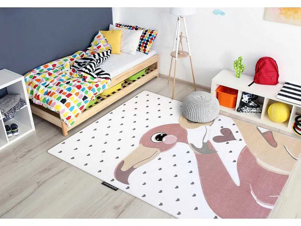 Tapijt Petit Flamingos Flamingo'S Hartjes Creme 80X150 Cm-RugsX Discount