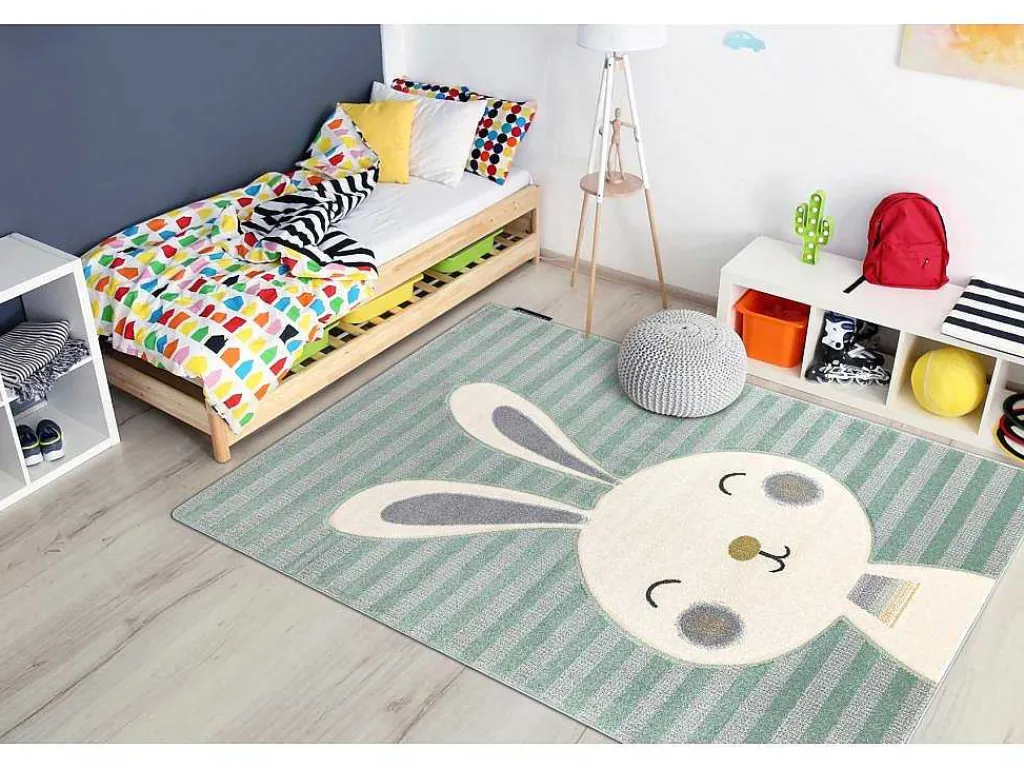 Tapijt Petit Rabbit Konijn , Konijntje Groen 140X190 Cm-RugsX New