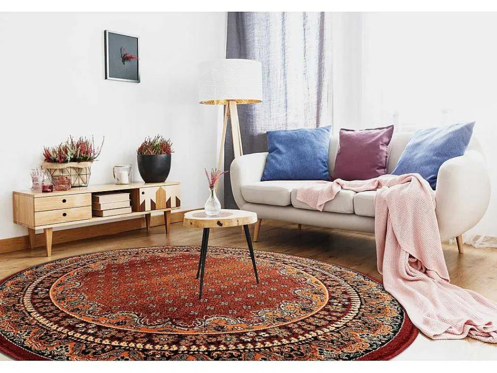 Tapijt Polonia Rond Baron Bordeaux Cercle 200 Cm-RugsX