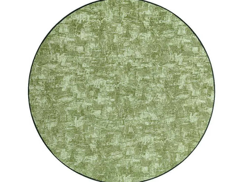 Tapijt Rond Solid Groen 20 Beton Cercle 170 Cm-RugsX New