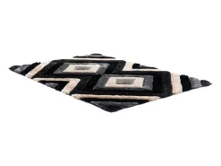 Tapijt Shaggy Met 3D-Effect Sablier - Polyester - 140 X 200 Cm - Grijs Zwart En Wit-OZAIA Clearance