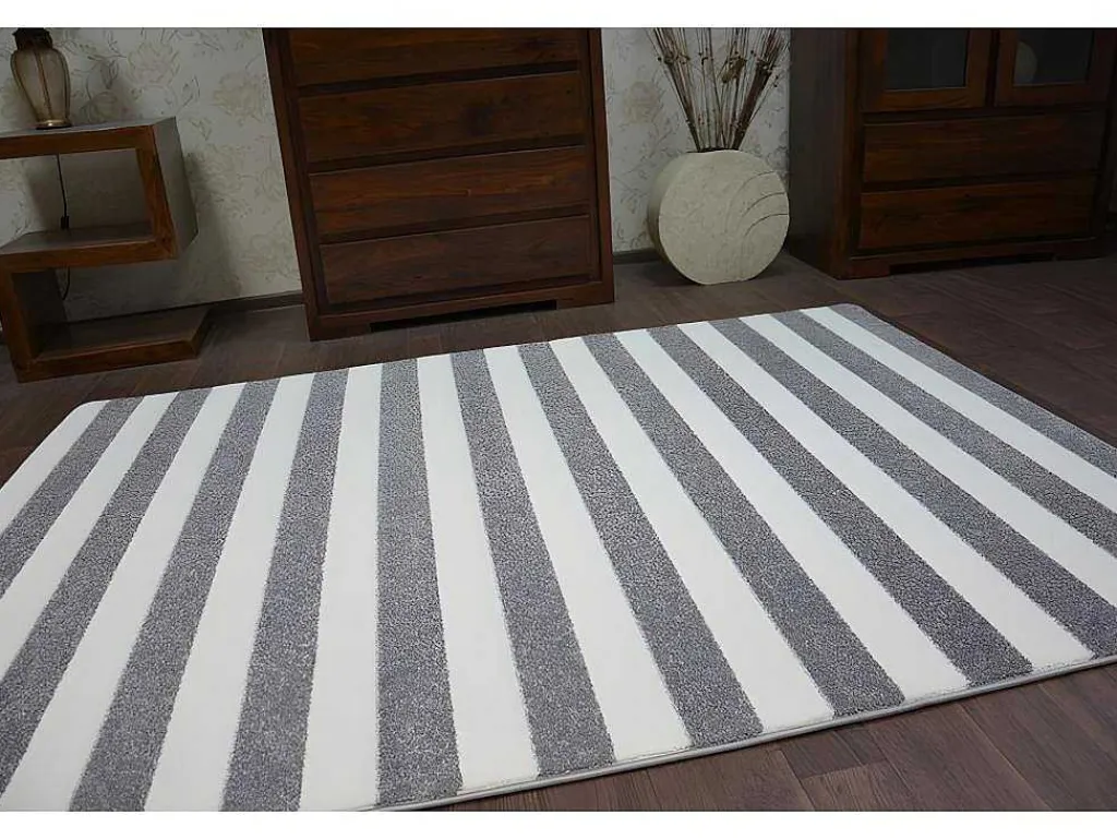 Tapijt Sketch - F758 Grijs /Wit - Strepen 200X290 Cm-RugsX Clearance