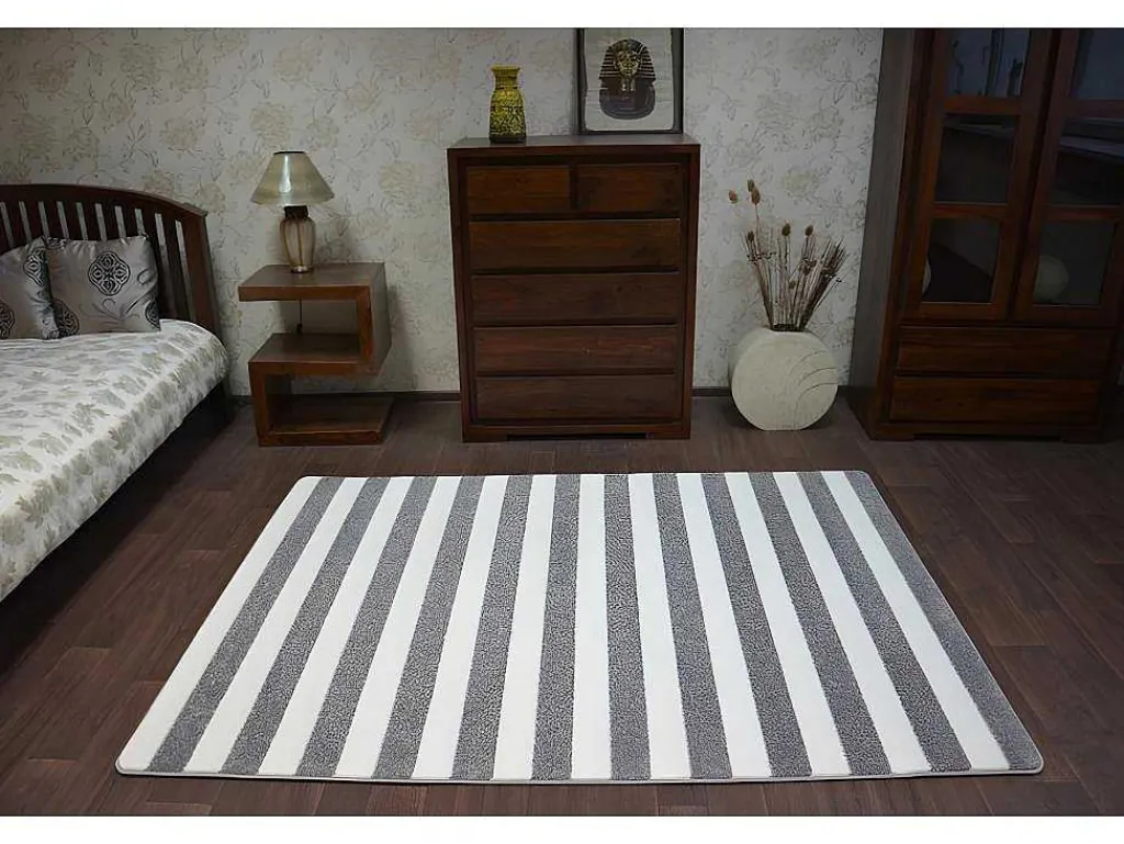 Tapijt Sketch - F758 Grijs /Wit - Strepen 200X290 Cm-RugsX Clearance
