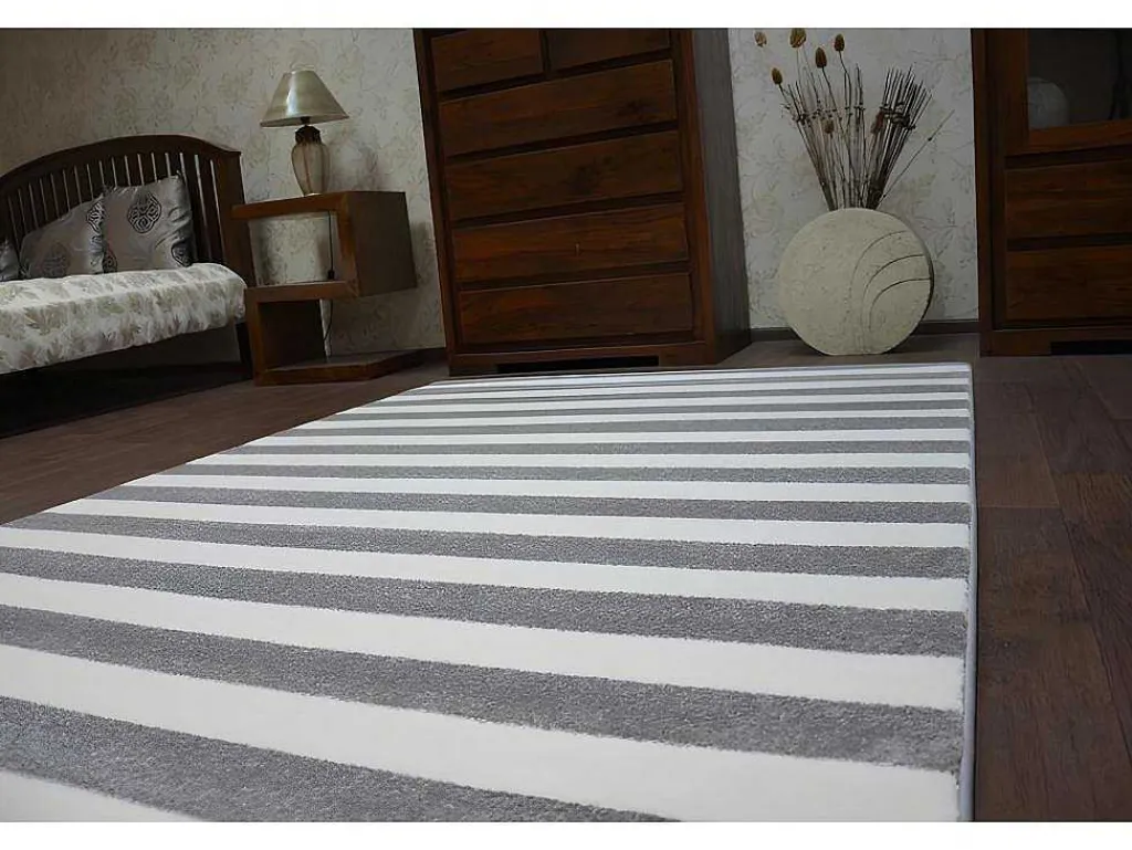 Tapijt Sketch - F758 Grijs /Wit - Strepen 200X290 Cm-RugsX Clearance
