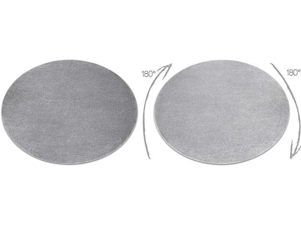Tapijt Softy Cirkel Uniform, Enkele Kleur Grijs Cercle 200 Cm-RugsX Best