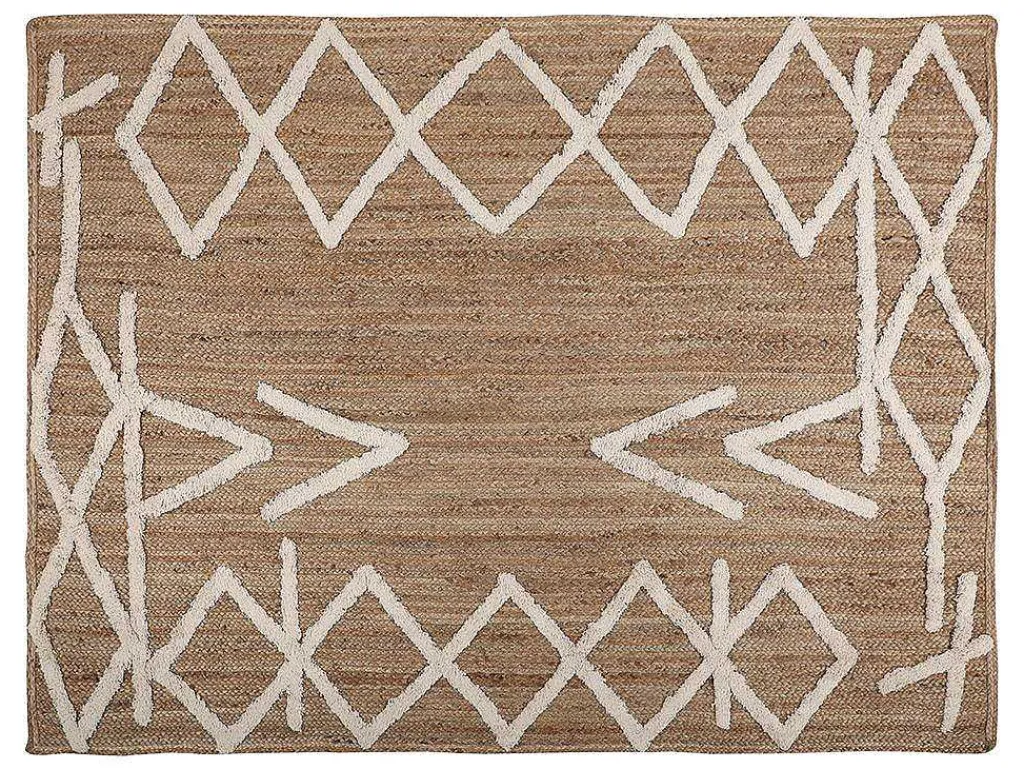 Tapijt Van Handgeweven Jute En Katoen - 160 X 230 Cm - Naturelkleurig En Wit - Garland-OZAIA Sale
