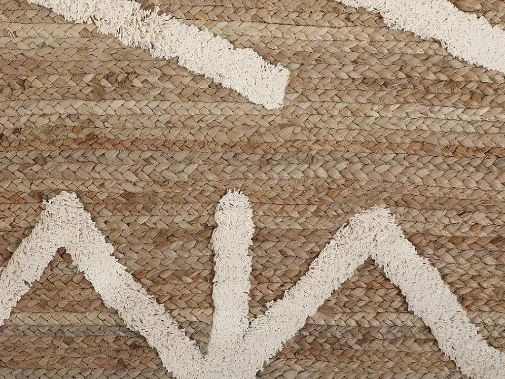 Tapijt Van Handgeweven Jute En Katoen - 160 X 230 Cm - Naturelkleurig En Wit - Garland-OZAIA Sale