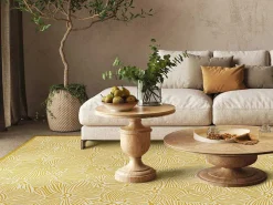 Tapijt Van Vinyl Met Bloemmotieven - 120 X 180 Cm - Geel En Wit - Capucina-OZAIA Best