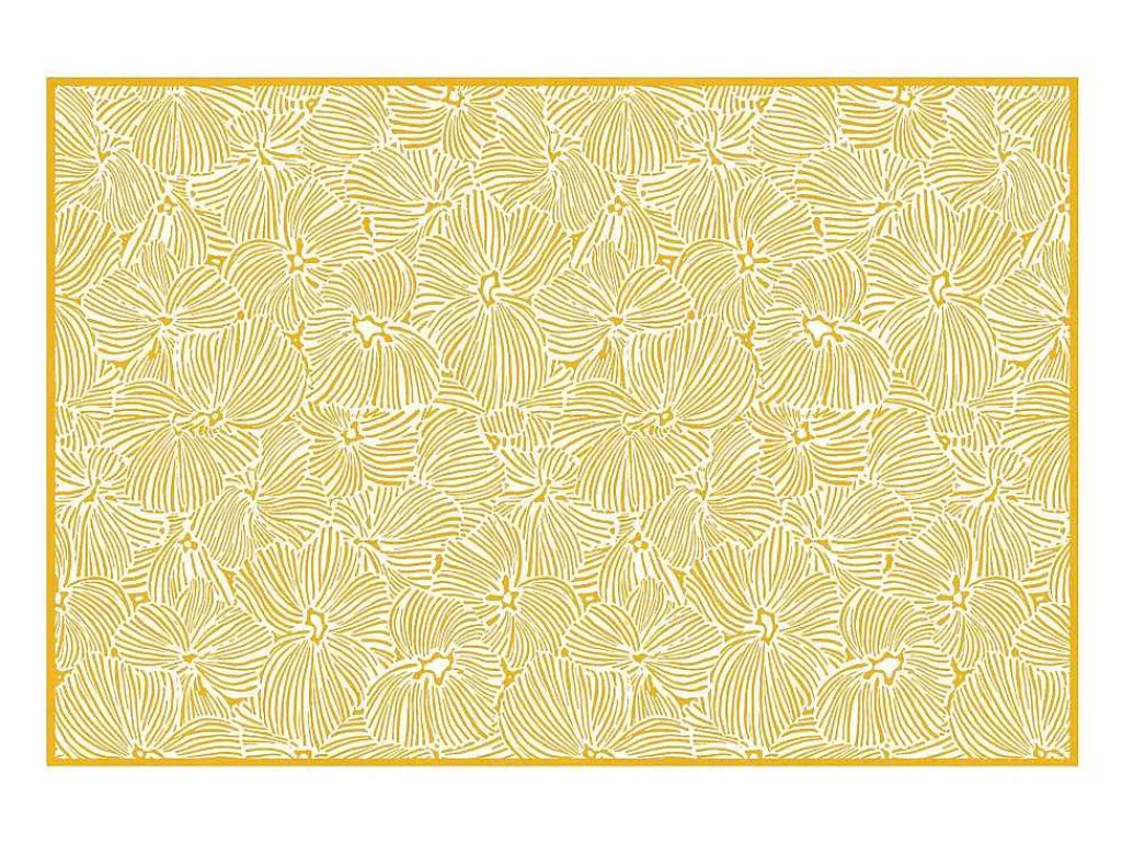 Tapijt Van Vinyl Met Bloemmotieven - 120 X 180 Cm - Geel En Wit - Capucina-OZAIA Best