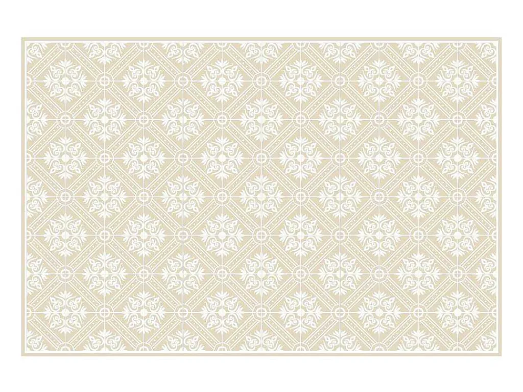 Tapijt Van Vinyl Met Cementtegeleffect - 120 X 180 Cm - Beige En Wit - Majesti-OZAIA Clearance