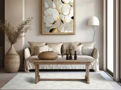 Tapijt Van Vinyl Met Cementtegeleffect - 120 X 180 Cm - Beige En Wit - Majesti-OZAIA Clearance