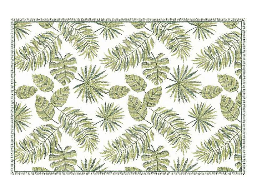 Tapijt Van Vinyl Met Tropisch Motief - 120 X 180 Cm - Groen En Wit - Tropicala-OZAIA Hot