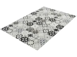 Tapijt Van Vinyl Met Vloertegelmotief Mosai - 120 X 180 Cm - Zwart En Wit-OZAIA New