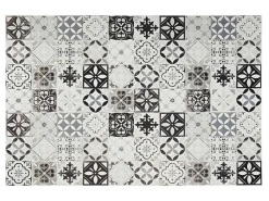 Tapijt Van Vinyl Met Vloertegelmotief Mosai - 120 X 180 Cm - Zwart En Wit-OZAIA New