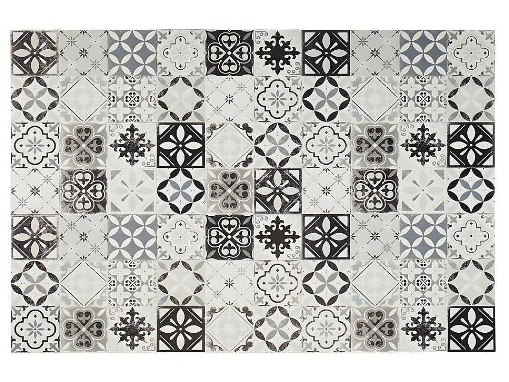 Tapijt Van Vinyl Met Vloertegelmotief Mosai - 120 X 180 Cm - Zwart En Wit-OZAIA New