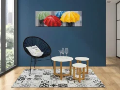 Tapijt Van Vinyl Met Vloertegelmotief Mosai - 120 X 180 Cm - Zwart En Wit-OZAIA New