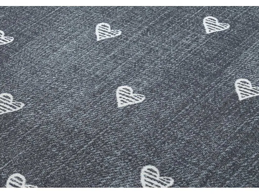 Tapijt Voor Kinderen Hearts Jeans, Gewreven Harten, Kinderen - Grijsk 100X150 Cm-RugsX Outlet