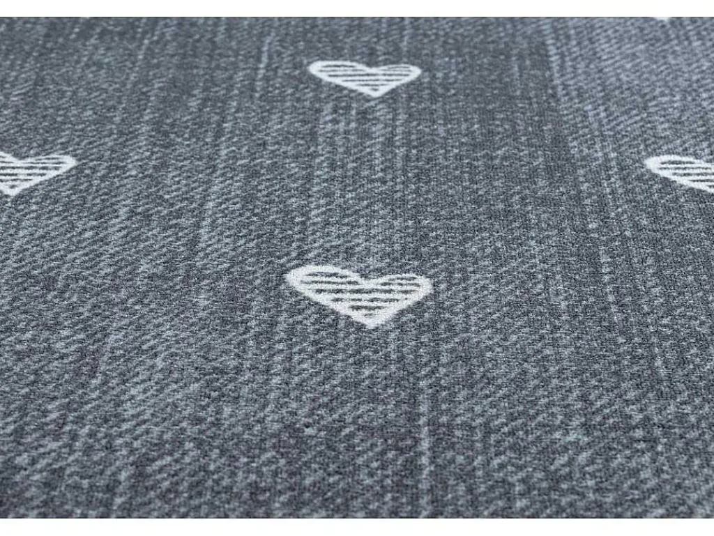 Tapijt Voor Kinderen Hearts Jeans, Gewreven Harten, Kinderen - Grijsk 100X150 Cm-RugsX Outlet