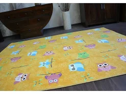 Tapijt Voor Kinderen Owls Geel Uilen 200X400 Cm-RugsX Outlet