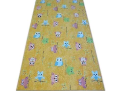 Tapijt Voor Kinderen Owls Geel Uilen 200X400 Cm-RugsX Outlet