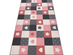 Tapijt Voor Kinderen Stars Sterren, Sterretje , Rozekleuring / Grijs 100X300 Cm-RugsX Clearance