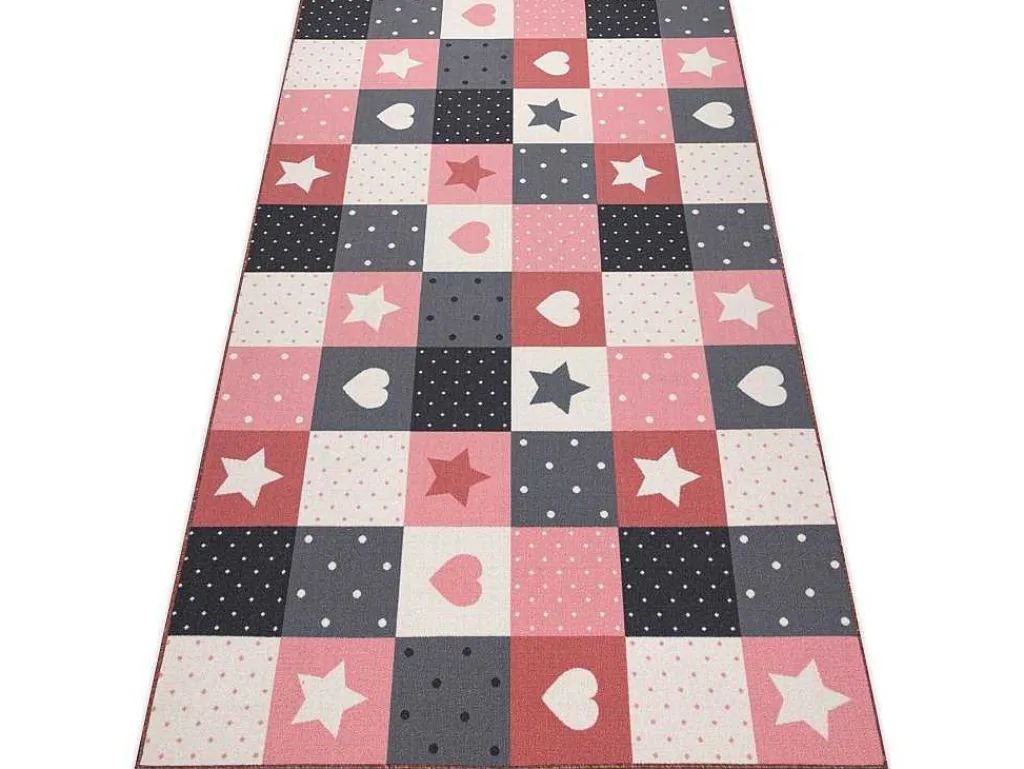 Tapijt Voor Kinderen Stars Sterren, Sterretje , Rozekleuring / Grijs 100X300 Cm-RugsX Clearance