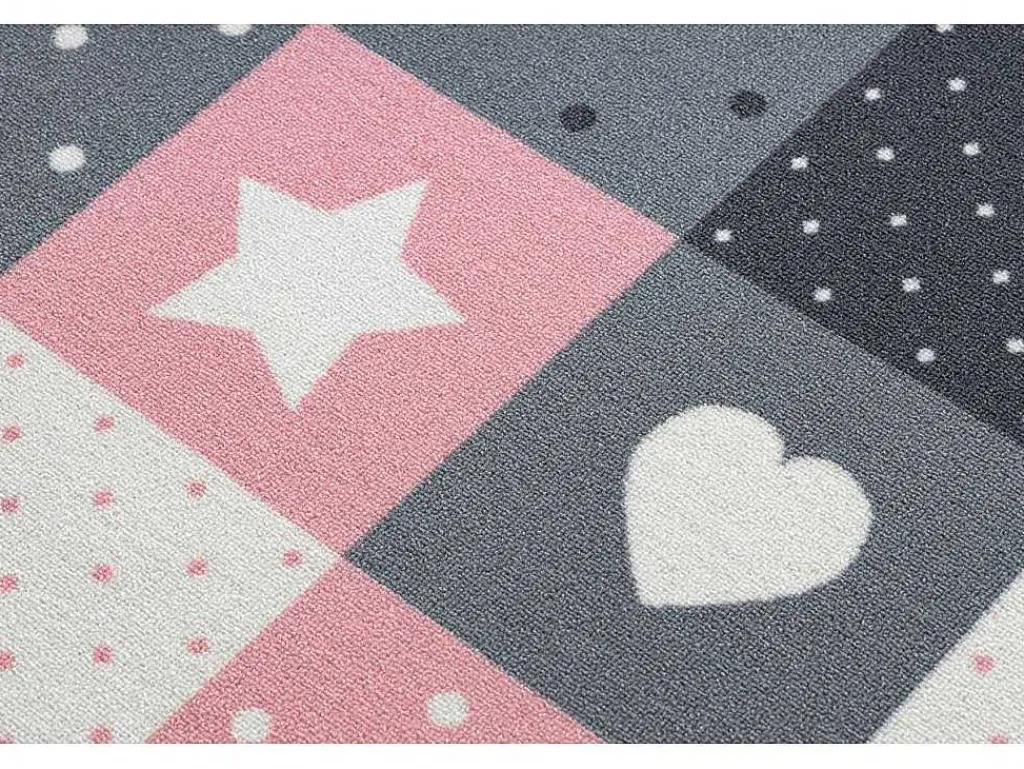 Tapijt Voor Kinderen Stars Sterren, Sterretje , Rozekleuring / Grijs 100X300 Cm-RugsX Clearance
