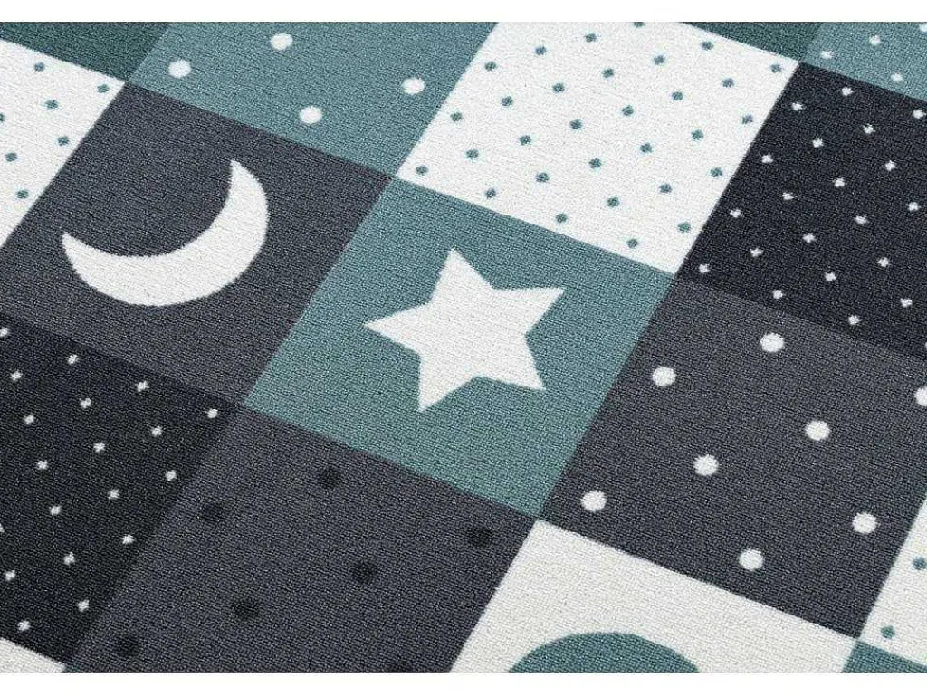 Tapijt Voor Kinderen Stars Sterren, Sterretje , Kinderen, Turkoois / 300X450 Cm-RugsX New