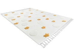 Tapijt Yoyo Gd75 Wit / Oranje - Sterren, Cirkels Voor Kinderen, Struct 200X290 Cm-RugsX Best