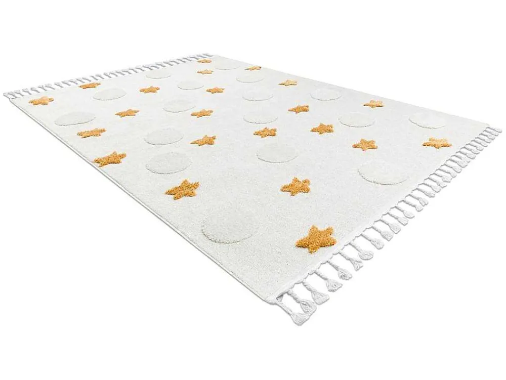 Tapijt Yoyo Gd75 Wit / Oranje - Sterren, Cirkels Voor Kinderen, Struct 200X290 Cm-RugsX Best