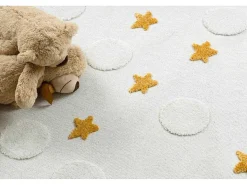 Tapijt Yoyo Gd75 Wit / Oranje - Sterren, Cirkels Voor Kinderen, Struct 200X290 Cm-RugsX Best