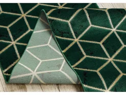 Tapijtloper Emerald Exclusief 1014 Glamour, Stijlvol Kubus Fles Groen 80X380 Cm-RugsX Outlet