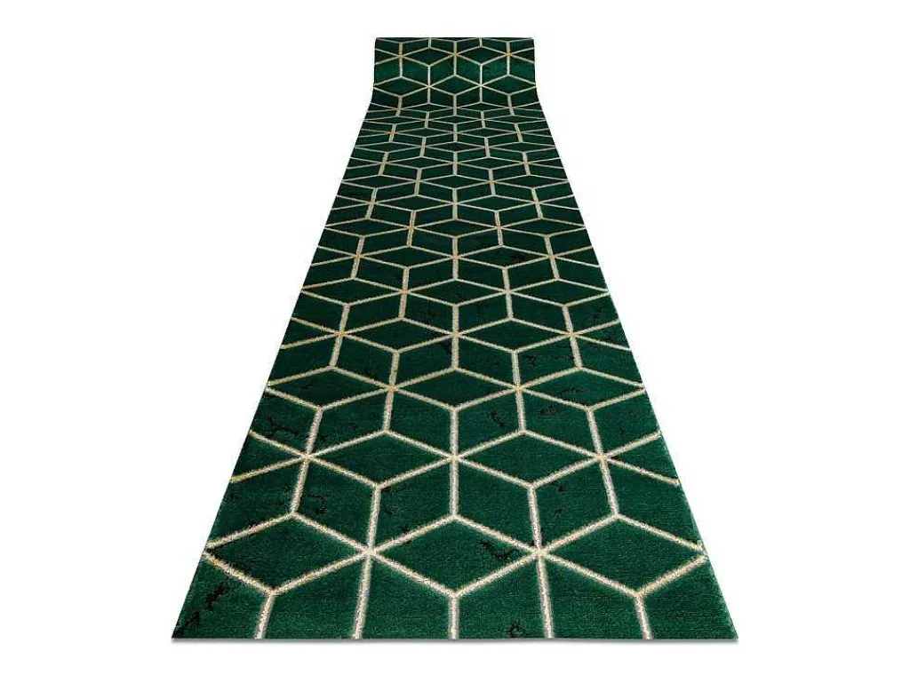 Tapijtloper Emerald Exclusief 1014 Glamour, Stijlvol Kubus Fles Groen 80X280 Cm-RugsX Hot