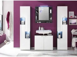 Tetisbad Spiegelkast 1 Deur, 5 Open Vakken Grafiet Decor, Spiegelglas.-Trendteam Clearance