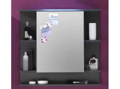 Tetisbad Spiegelkast 1 Deur, 5 Open Vakken Grafiet Decor, Spiegelglas.-Trendteam Clearance