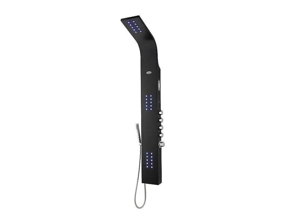 Thermostatische Douchekolom Met Massagestralen, Ledverlichting En Bluetooth - L20 X H165 Cm - Zwart - Chakra V-Shower & Design